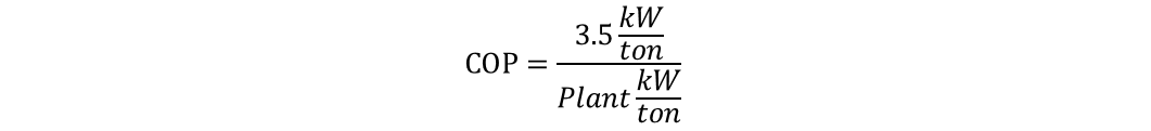 Chiller coefficient of performance equation, step 1