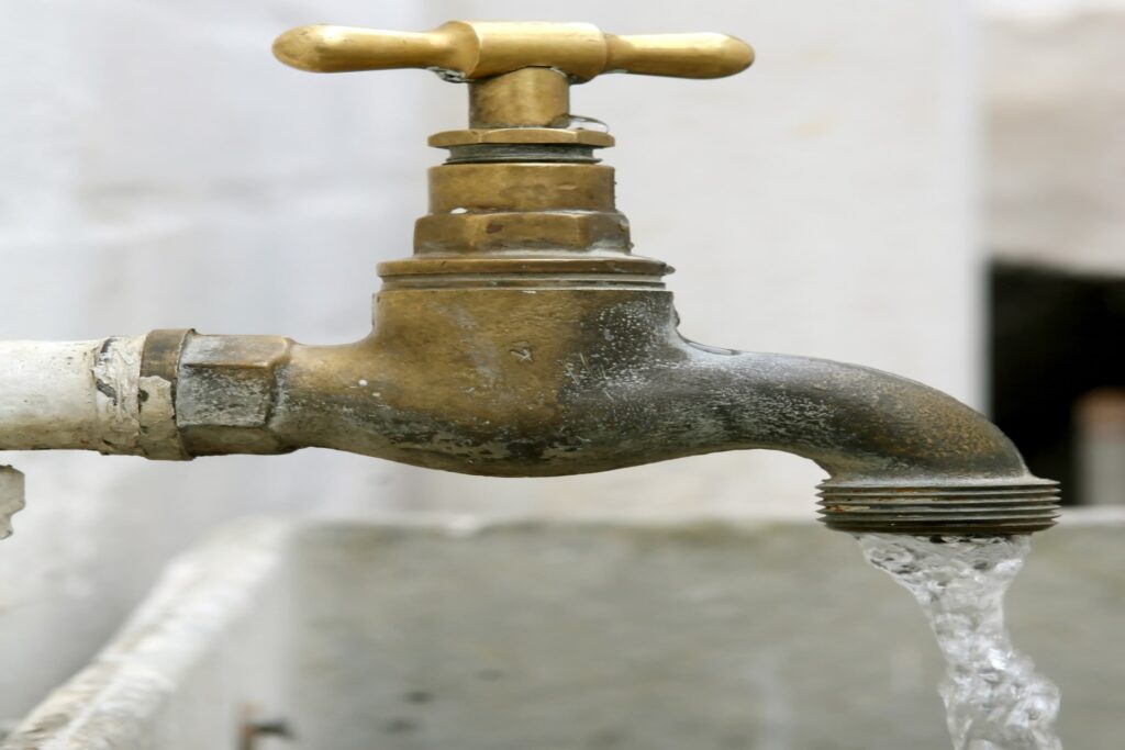 Water flowing from a faucet